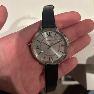 Storm black genuine leather watch